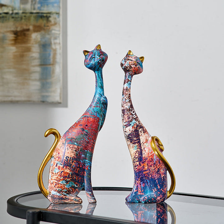 Artistic Cat Ornaments for Colorful Luxury Home Decor