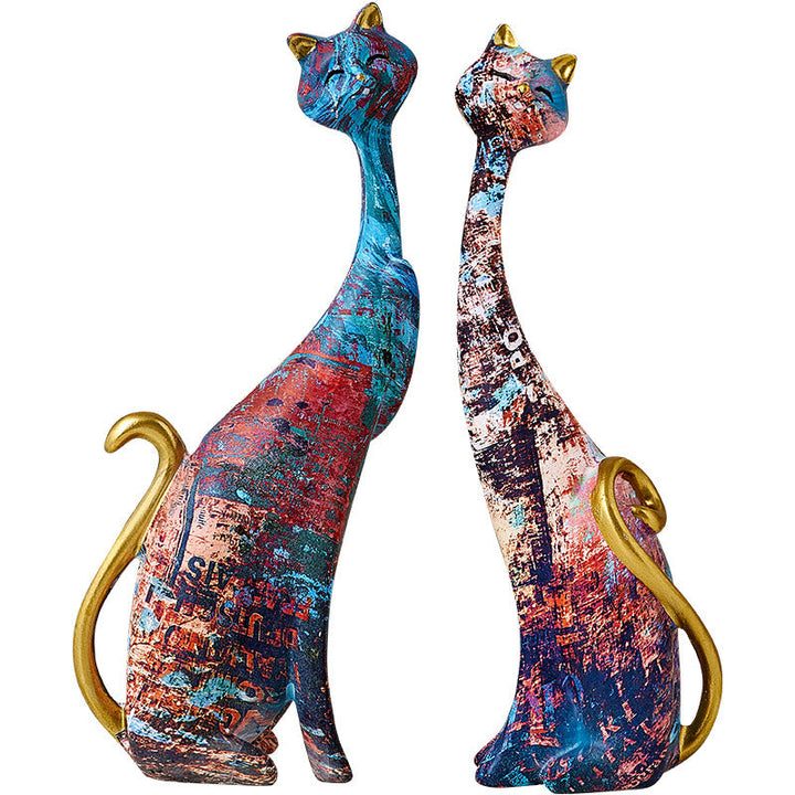 Artistic Cat Ornaments for Colorful Luxury Home Decor