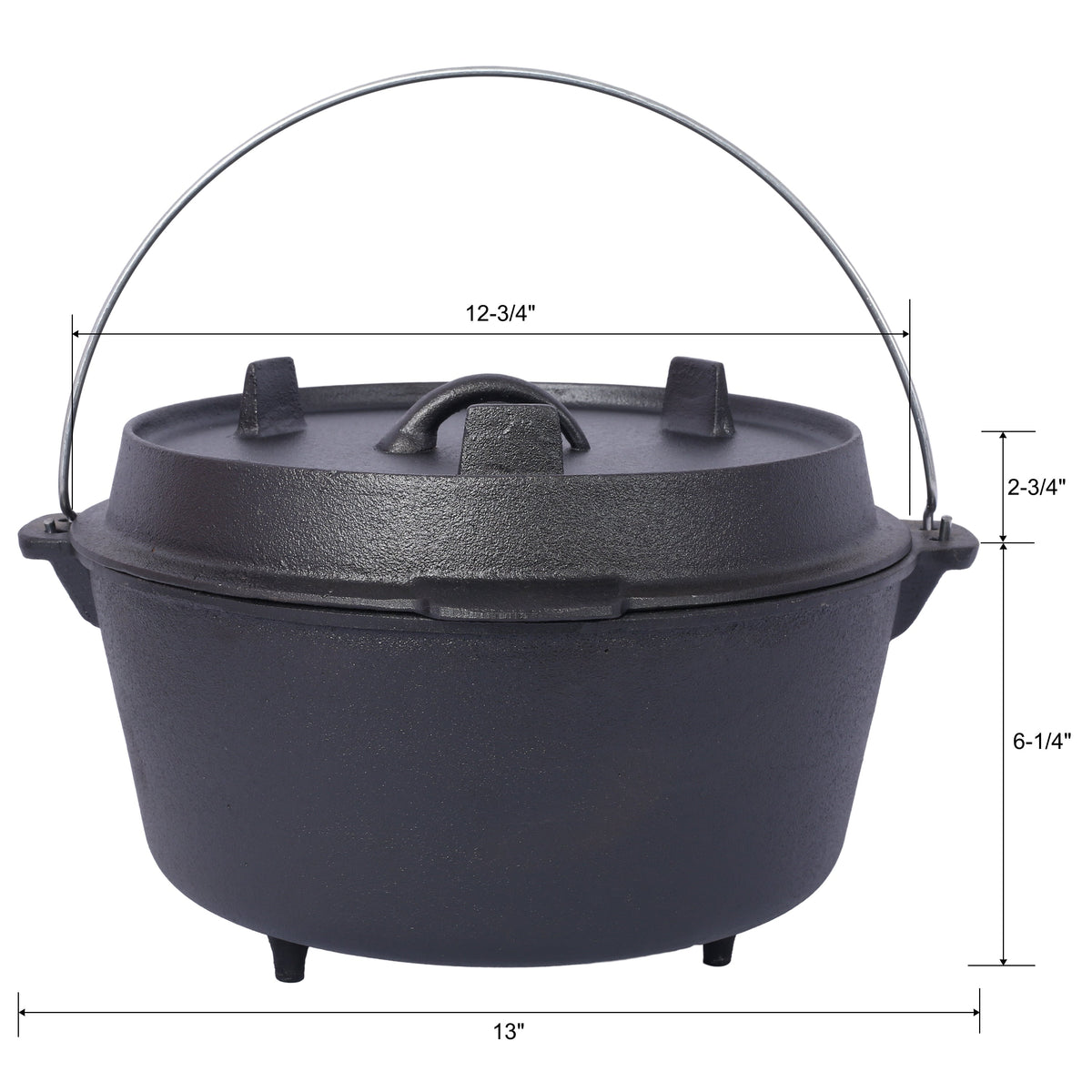 Cast Iron Dutch Oven with Lid for Campfire Cooking
