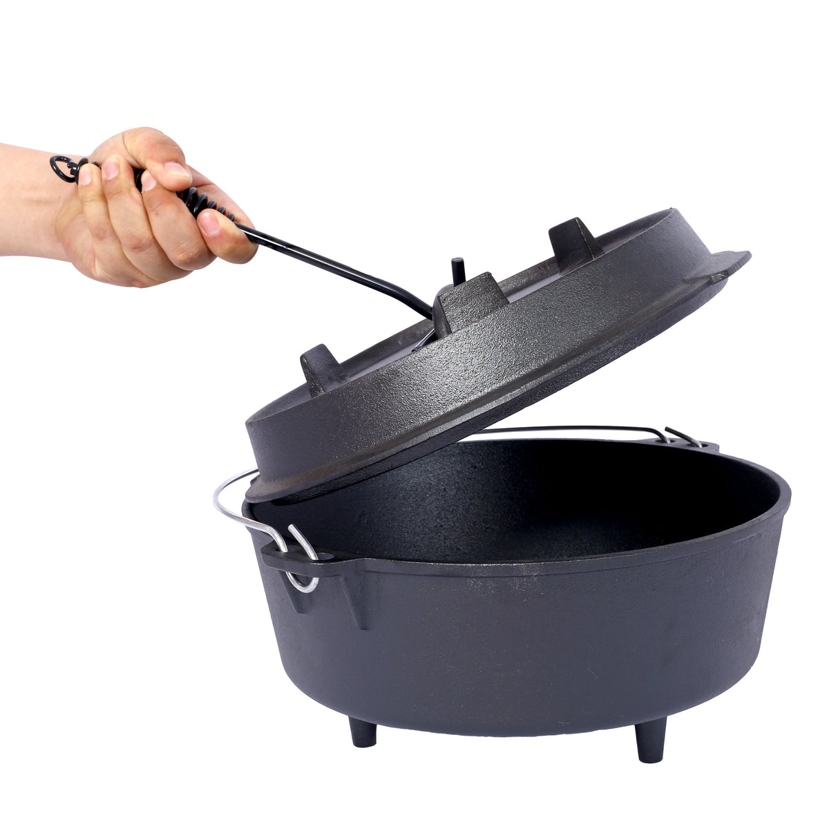 Cast Iron Dutch Oven with Lid for Campfire Cooking