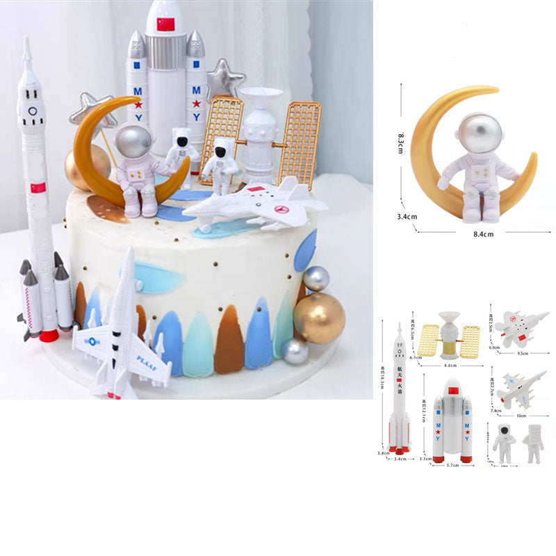Astronaut Cake Toppers Set, Space Birthday Decorations