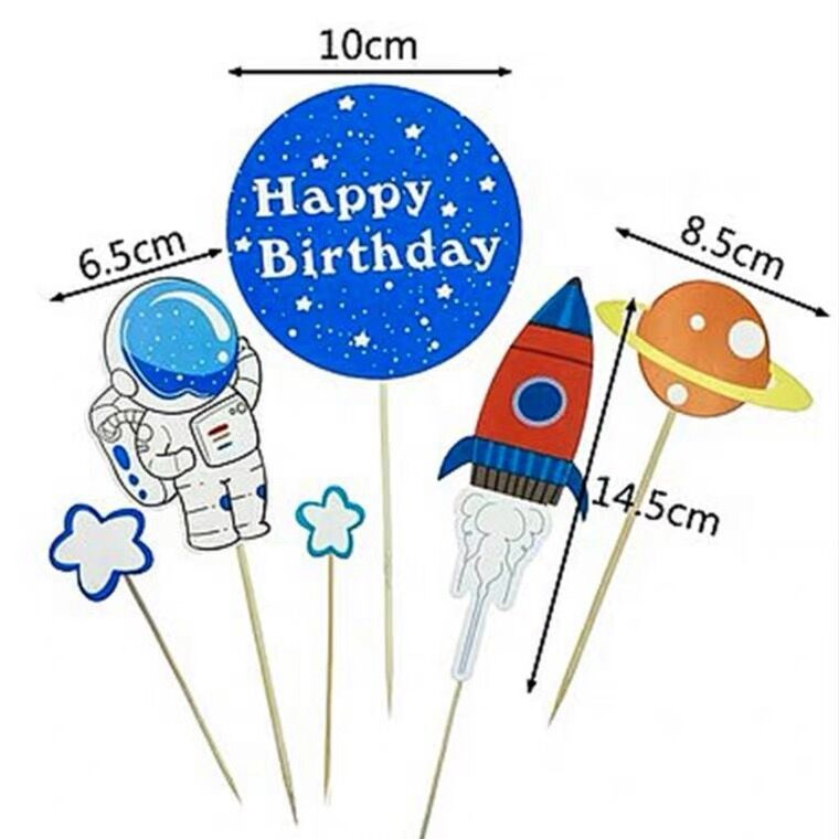 Astronaut Cake Toppers Set, Space Birthday Decorations