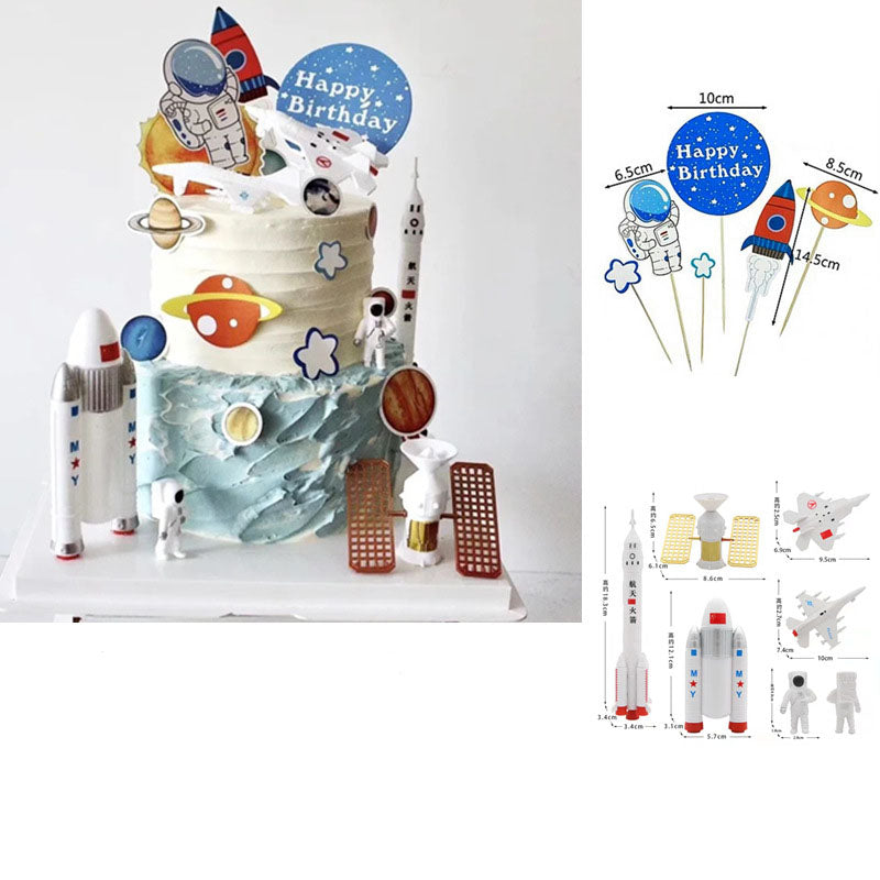 Astronaut Cake Toppers Set, Space Birthday Decorations