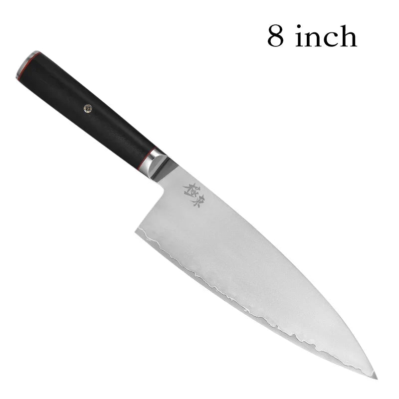 Forged AUS-10 Chef Knife, Hammered Blade for Home Cooks