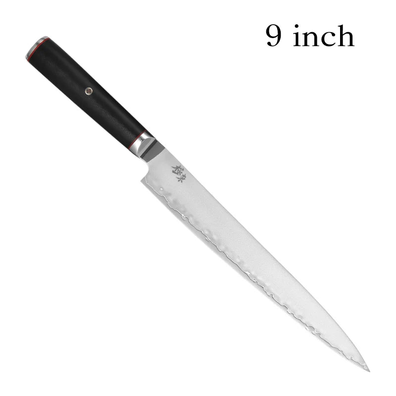 Forged AUS-10 Chef Knife, Hammered Blade for Home Cooks