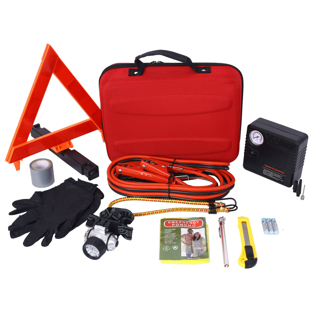 Emergency Car Kit with Air Compressor & Jumper Cables