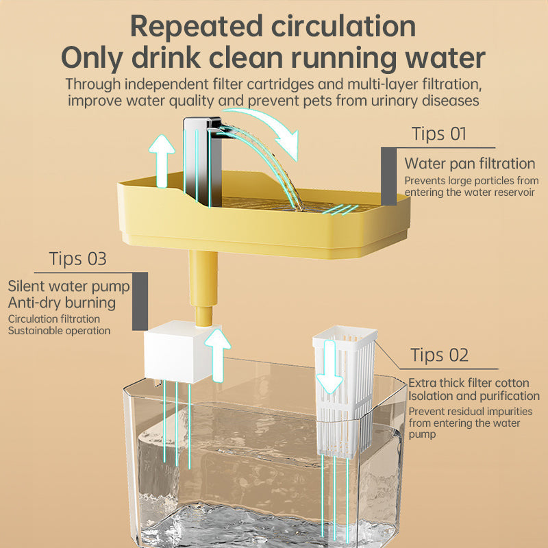 Automatic Cat Water Fountain with Filter, Cleaner Water