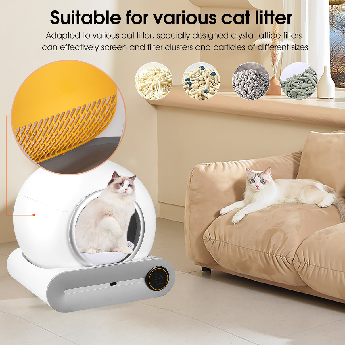 Automatic Cat Litter Box With WiFi Remote Odor Control