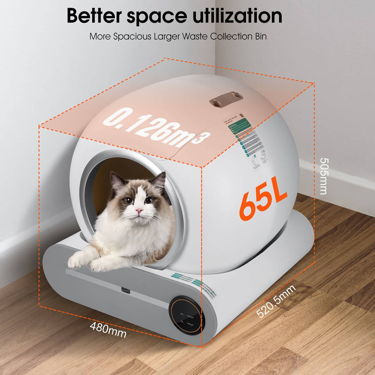 Automatic Cat Litter Box With WiFi Remote Odor Control