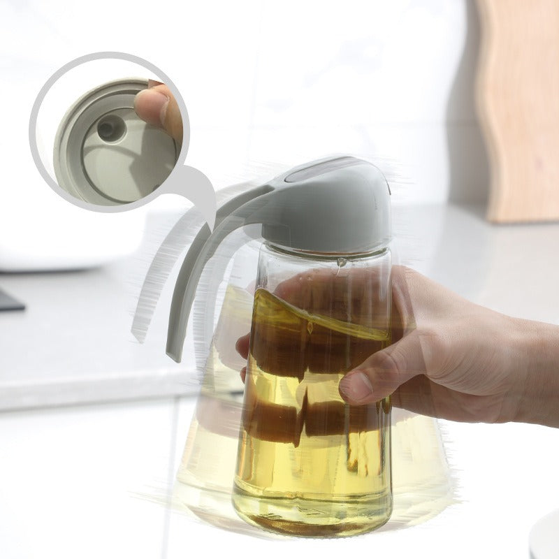 Glass Oil Dispenser Bottle, Auto Open and Close Spout