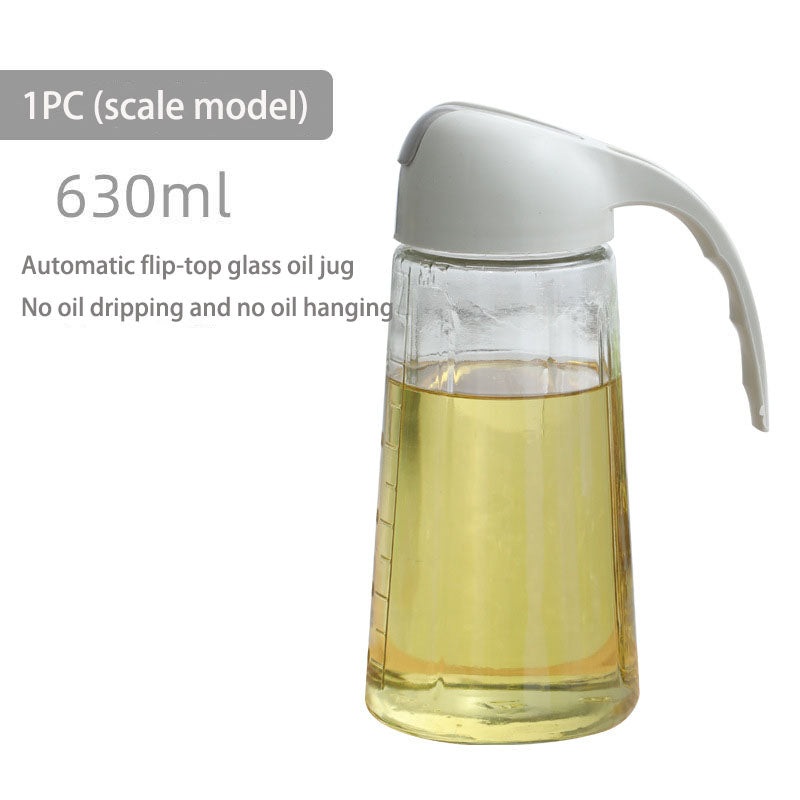 Glass Oil Dispenser Bottle, Auto Open and Close Spout
