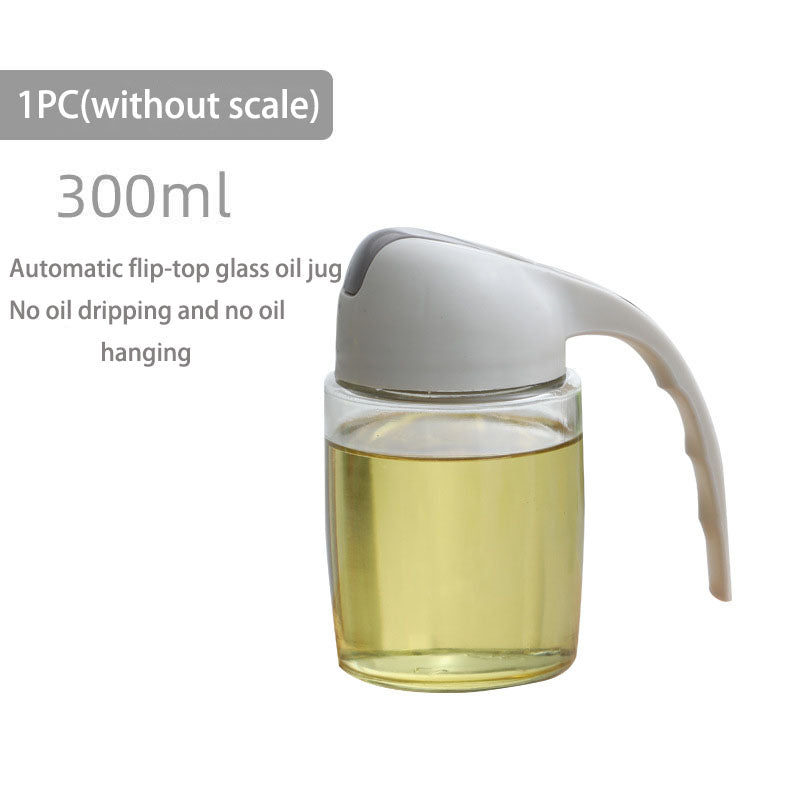 Glass Oil Dispenser Bottle, Auto Open and Close Spout