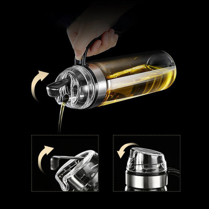 Auto Open-Close Glass Oil Dispenser Bottle, 550ml