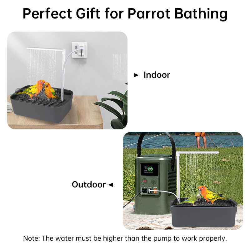 Automatic Bird Bath With Circulating Water Shower