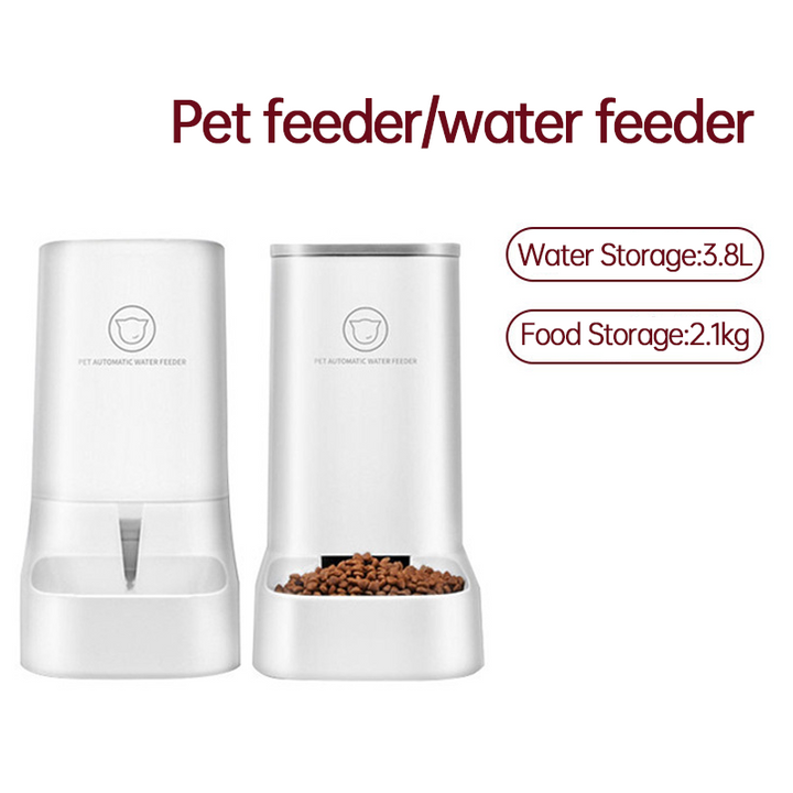 Automatic Pet Feeder With 3.8L Water, 2.1kg Food
