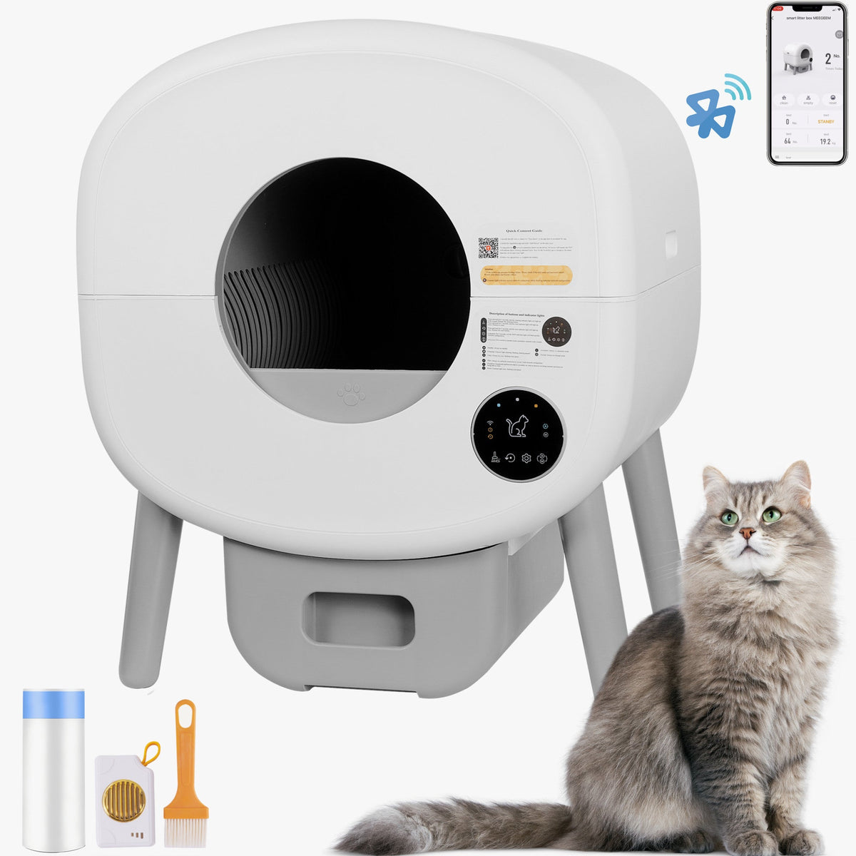 Smart Self-Cleaning Cat Litter Box with App Monitoring