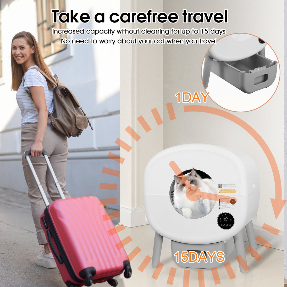 Smart Self-Cleaning Cat Litter Box with App Monitoring