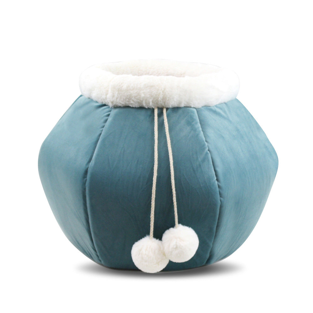 Deep Plush Cat Bed for Cozy Enclosed Indoor Pet Naps