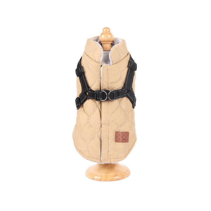 Quilted Dog Vest With Built-In Harness for Warm Walks