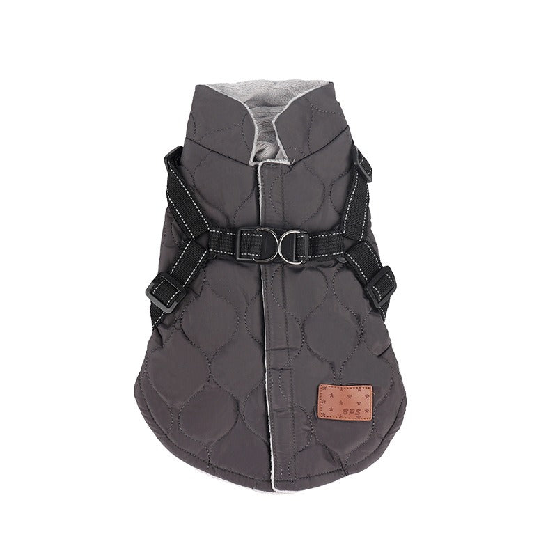 Quilted Dog Vest With Built-In Harness for Warm Walks