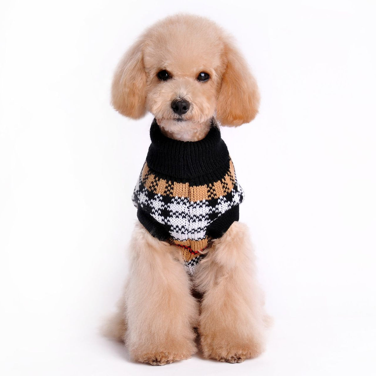 Dog Sweater for Winter Warmth in Classic Plaid Knit