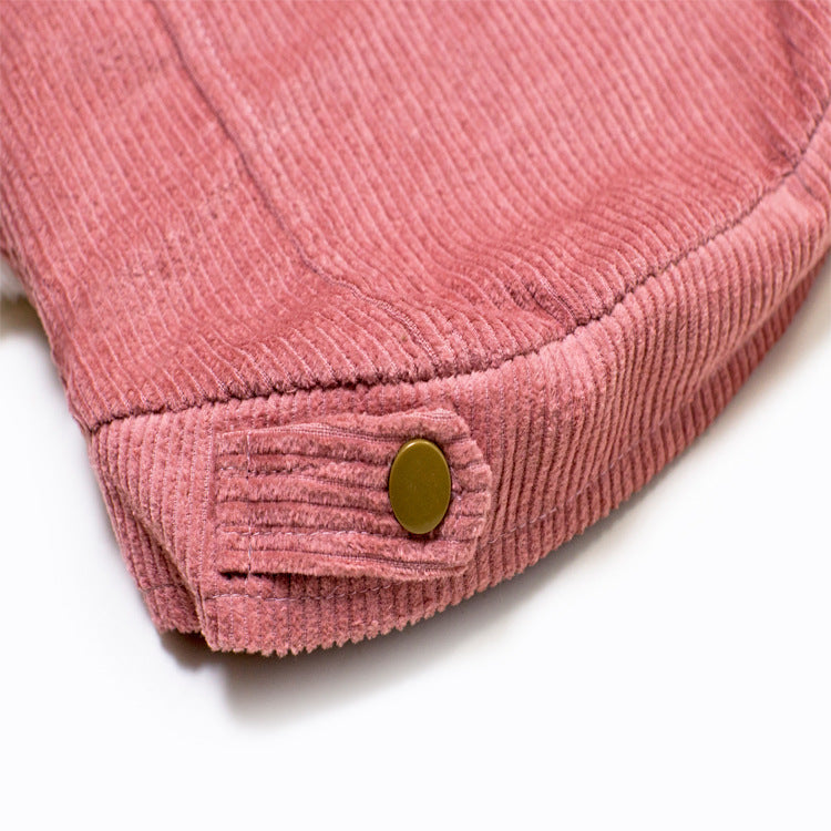 Corduroy Dog Coat With Plush Fleece For Winter Warmth