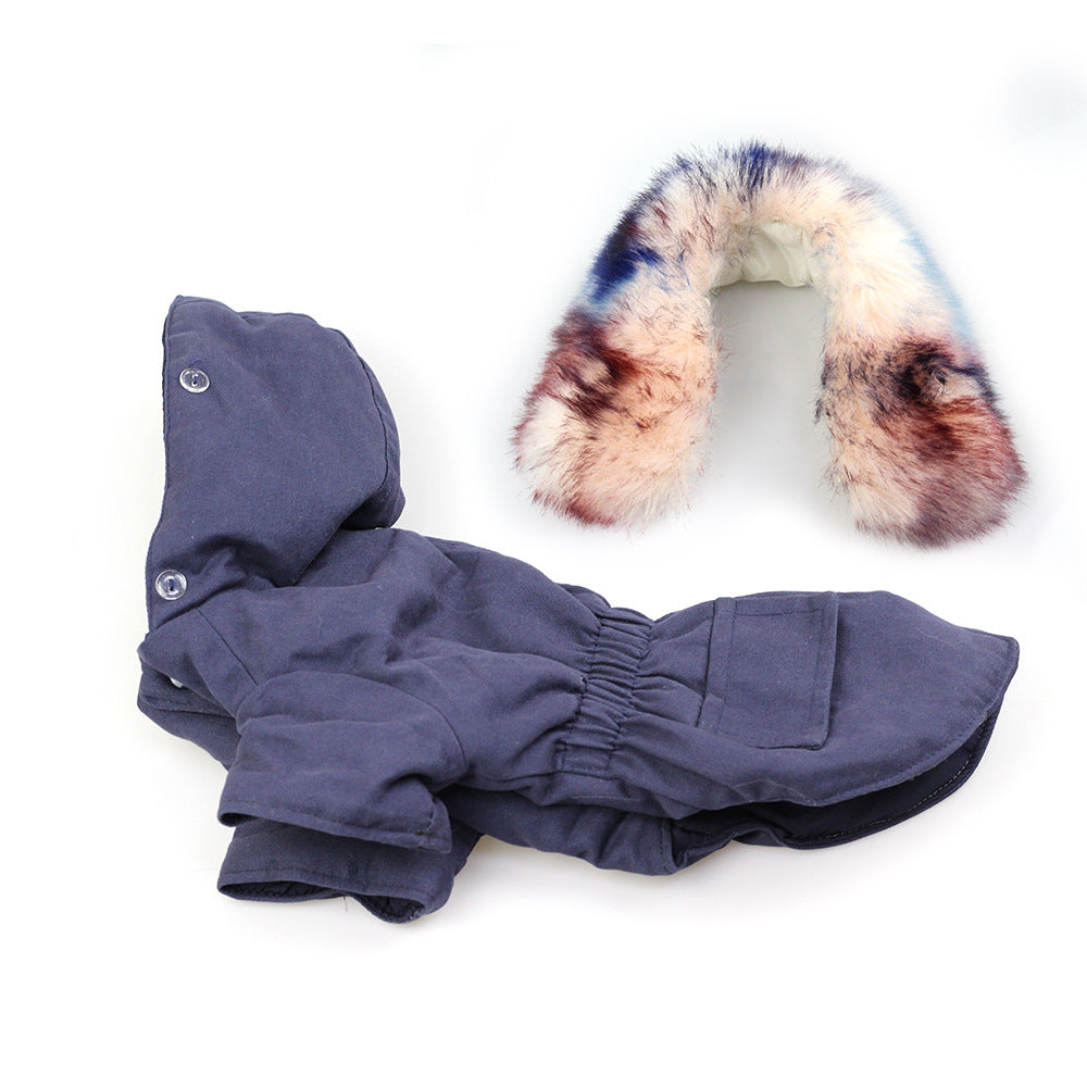 Dog Winter Coat With Faux-Fur Collar & Adjustable Fit