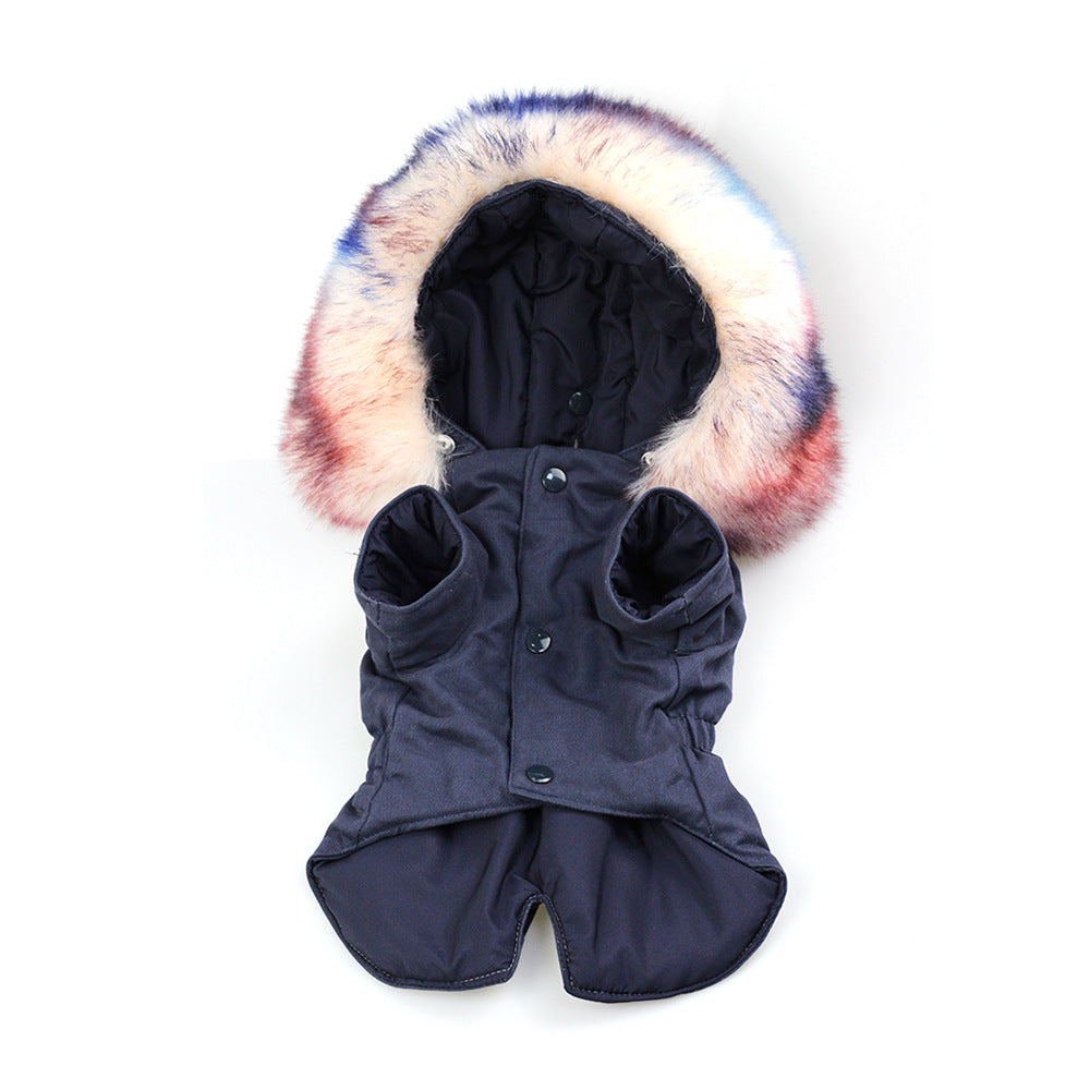 Dog Winter Coat With Faux-Fur Collar & Adjustable Fit