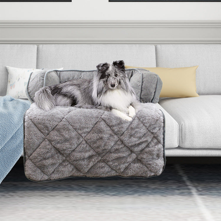 Quilted Pet Bed With Sofa Comfort & Car Protection