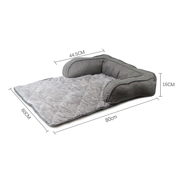 Quilted Pet Bed With Sofa Comfort & Car Protection