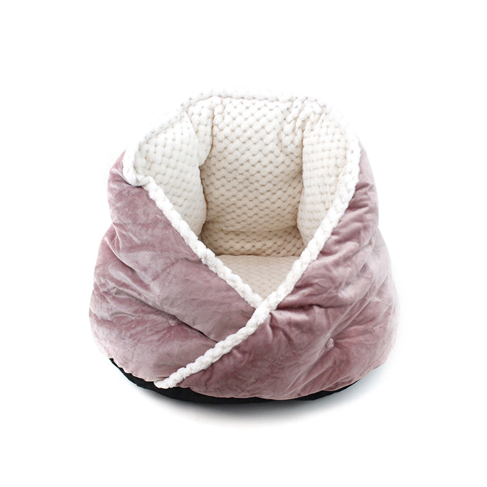 Plush Enclosed Cat Bed for Cozy Winter Sleep & Naps