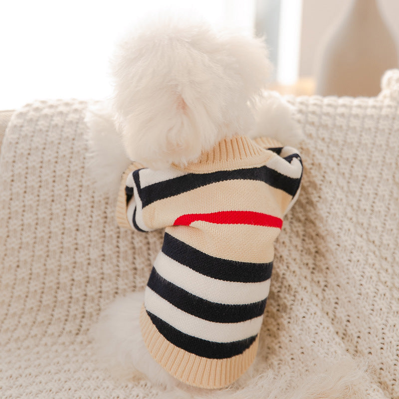 Striped Knitted Dog Sweater for Cozy Winter Walks