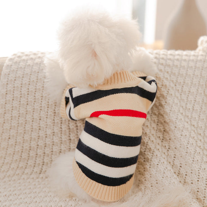 Striped Knitted Dog Sweater for Cozy Winter Walks