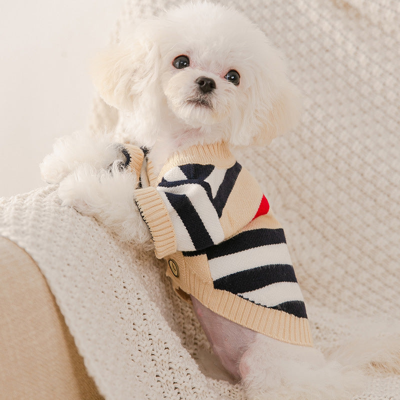 Striped Knitted Dog Sweater for Cozy Winter Walks