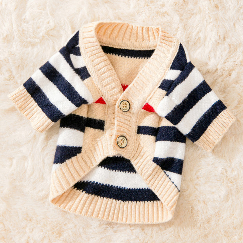Striped Knitted Dog Sweater for Cozy Winter Walks