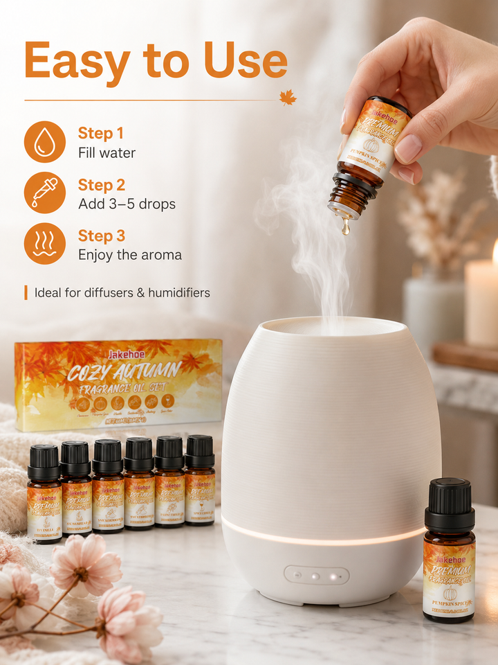 Autumn Essential Oil Set — 6 Warm Scents for Cozy Atmosphere