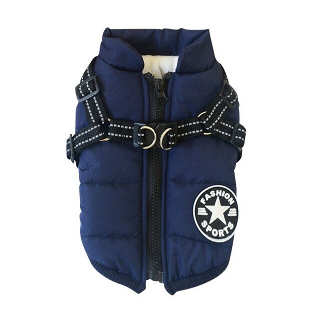 Padded Dog Coat With Integrated Harness For Winter Walks
