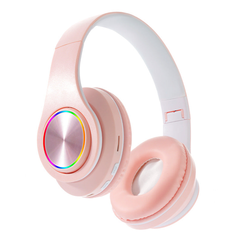 Wireless Headphones with RGB Light Ring & Deep Bass