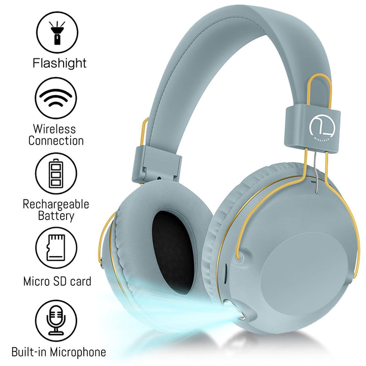 Bluetooth Headphones with Flashlight and microSD Mode