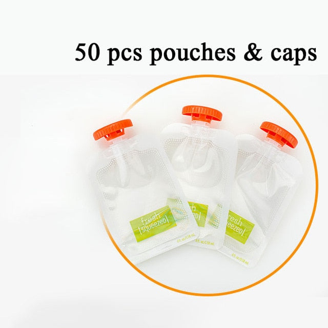 Baby Food Storage Pouches for Homemade Purees, 50 Pack