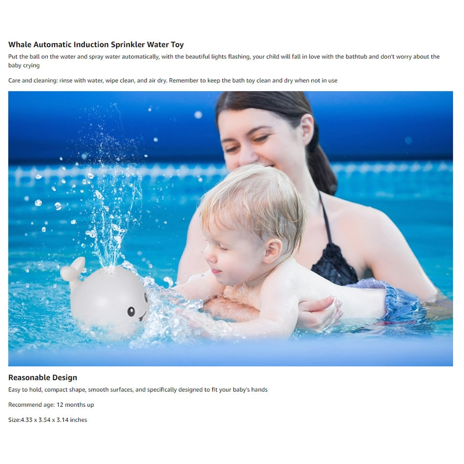 Baby Bath Toy Whale Sprinkler With Colorful Lights