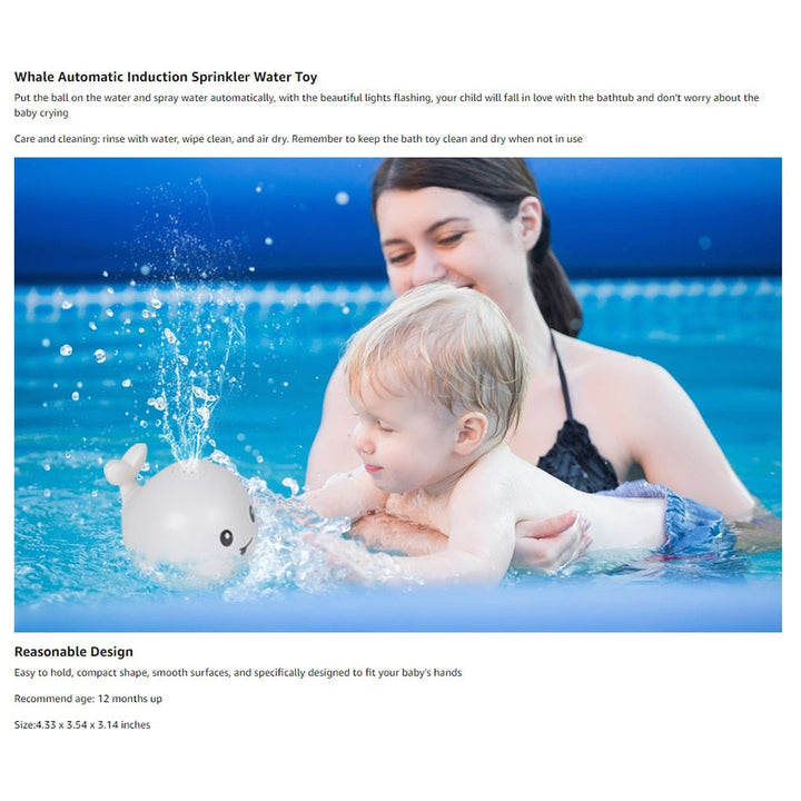 Baby Bath Toy Whale Sprinkler With Colorful Lights