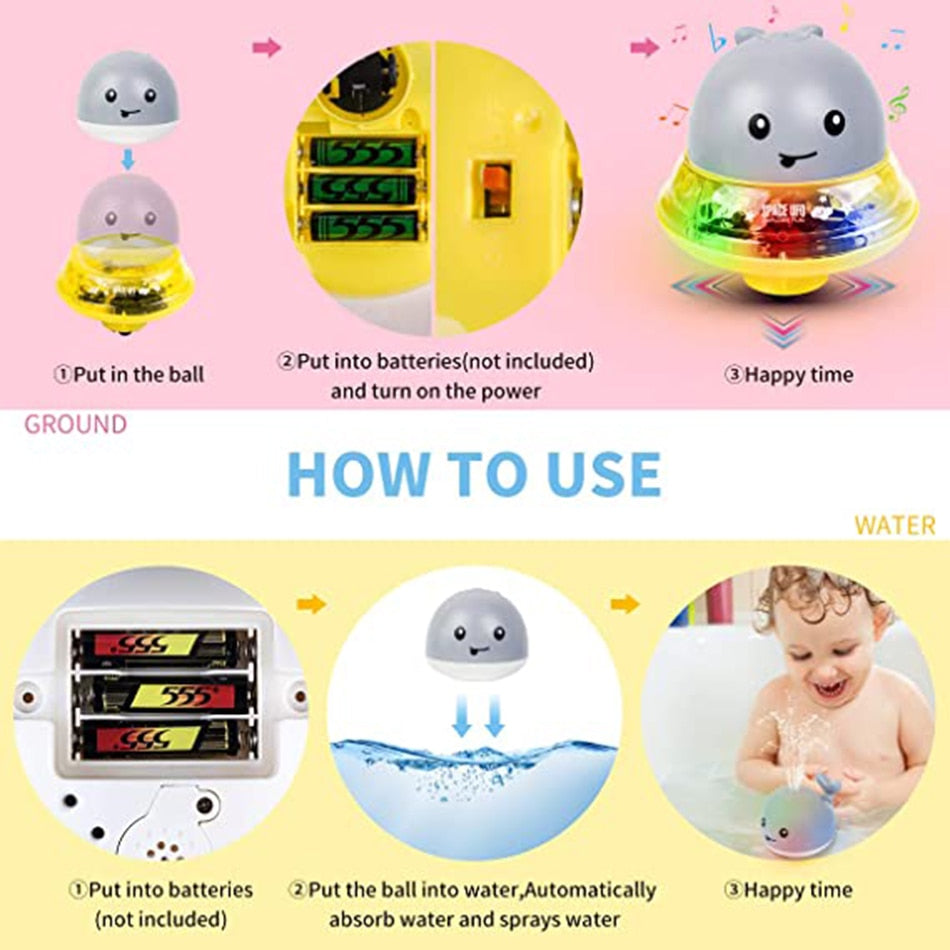 Baby Bath Toy Whale Sprinkler With Colorful Lights