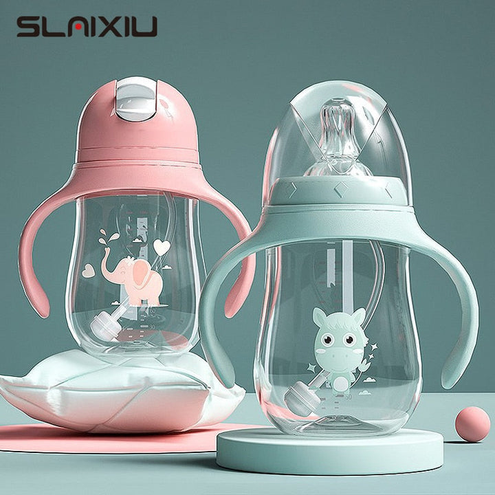 Baby Straw Feeding Bottle With Leak-Resistant Design