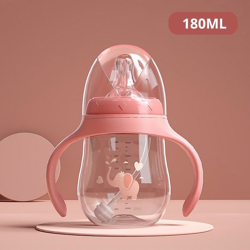Baby Straw Feeding Bottle With Leak-Resistant Design