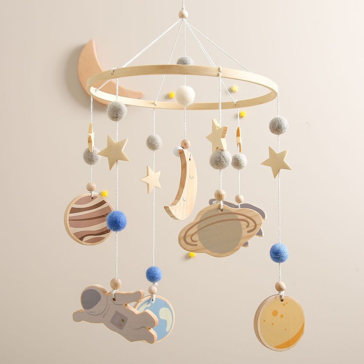 Wooden Baby Crib Mobile for Calming Nursery Decor