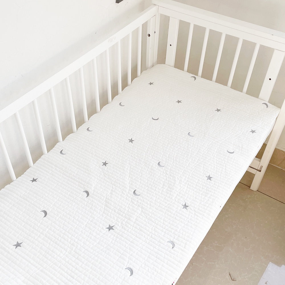 Baby Quilted Fitted Sheet With Celestial Embroidery