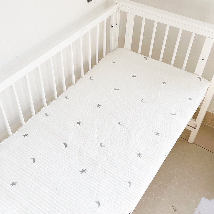 Baby Quilted Fitted Sheet With Celestial Embroidery