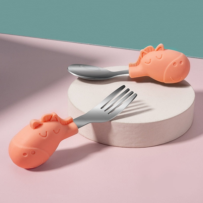 Toddler Utensil Set with Easy-Grip Elephant Handles