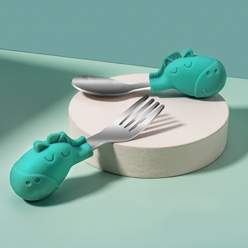 Toddler Utensil Set with Easy-Grip Elephant Handles